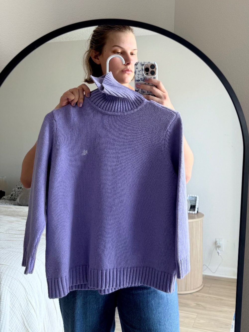 Lauren Ralph Lauren Lavender Cotton Turtleneck Sweater Petite Large